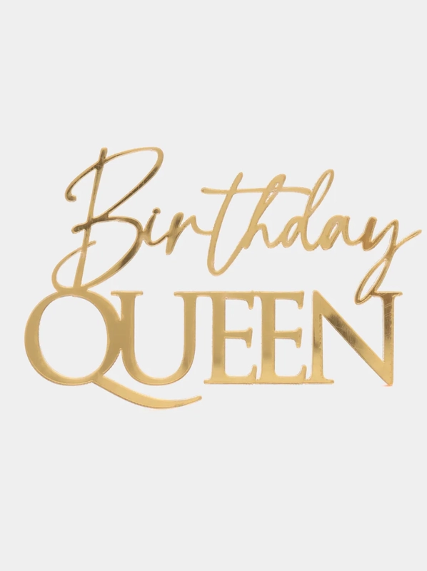 Топпер #Т58 "Birthday Queen", из акрила для торта на день рождения боковой / торцевой