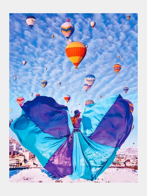 Алмазная мозаика "Девушка в Каппадокии", 40*50 см, на подрамнике