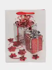 Серебряный новогодний бумажный пакет "Арт Люкс" 18*23см, Лисичка Сова Елочки