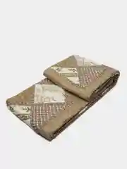 Бежевый покрывало на евро кровать в стиле ПЭЧВОРК ,Размер 220/240 + 2 наволочки (50/70)