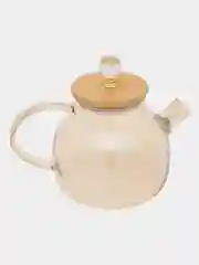 Карамельный чайник заварочный стеклянный, с бамбуковой крышкой, ситечком, 1000 мл, 1800 мл