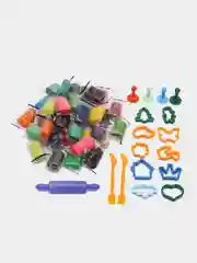Пластилин-тесто для лепки Brauberg, 34 штуки 2 стека, 10 форм, 4 штампика, 1 скалка 106723