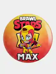 Коричневый значок, пин на одежду "Brawl Stars", 37 мм., круглый, металлический