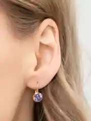 Аметистовый серьги с круглым камнем
