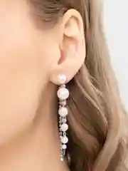 Серебряный серьги на Новый год, гвоздики с жемчугом