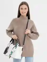 Белый сумка тоут женская кожаная, базовая