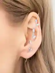 Серый металлик серьга-кафф, спица для уха с инкрустацией, 4 вида