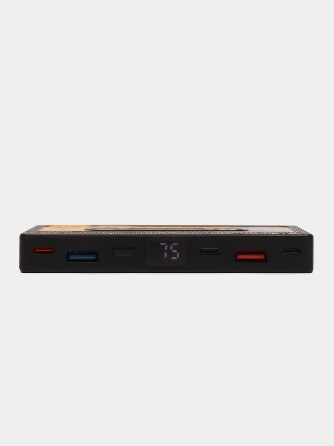 Желтый внешний аккумулятор, 10000 mAh, Power Bank с цифровым дисплеем, быстрая зарядка, ретро кассета