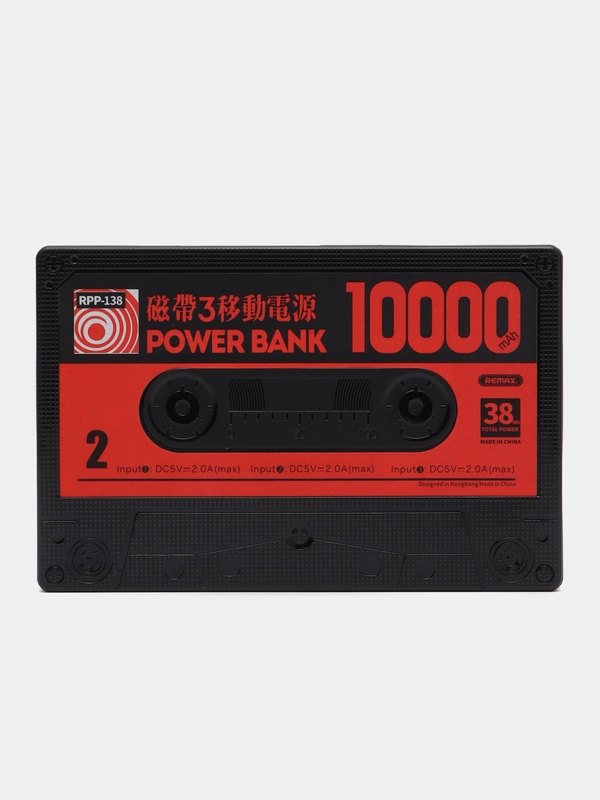 Внешний аккумулятор, 10000 mAh, Power Bank с цифровым дисплеем, быстрая зарядка, ретро кассета