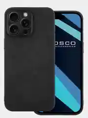 Черный люксовый чехол для iPhone 15 Pro Max Plus алькантара Rosco замшевый силиконовая окантовка