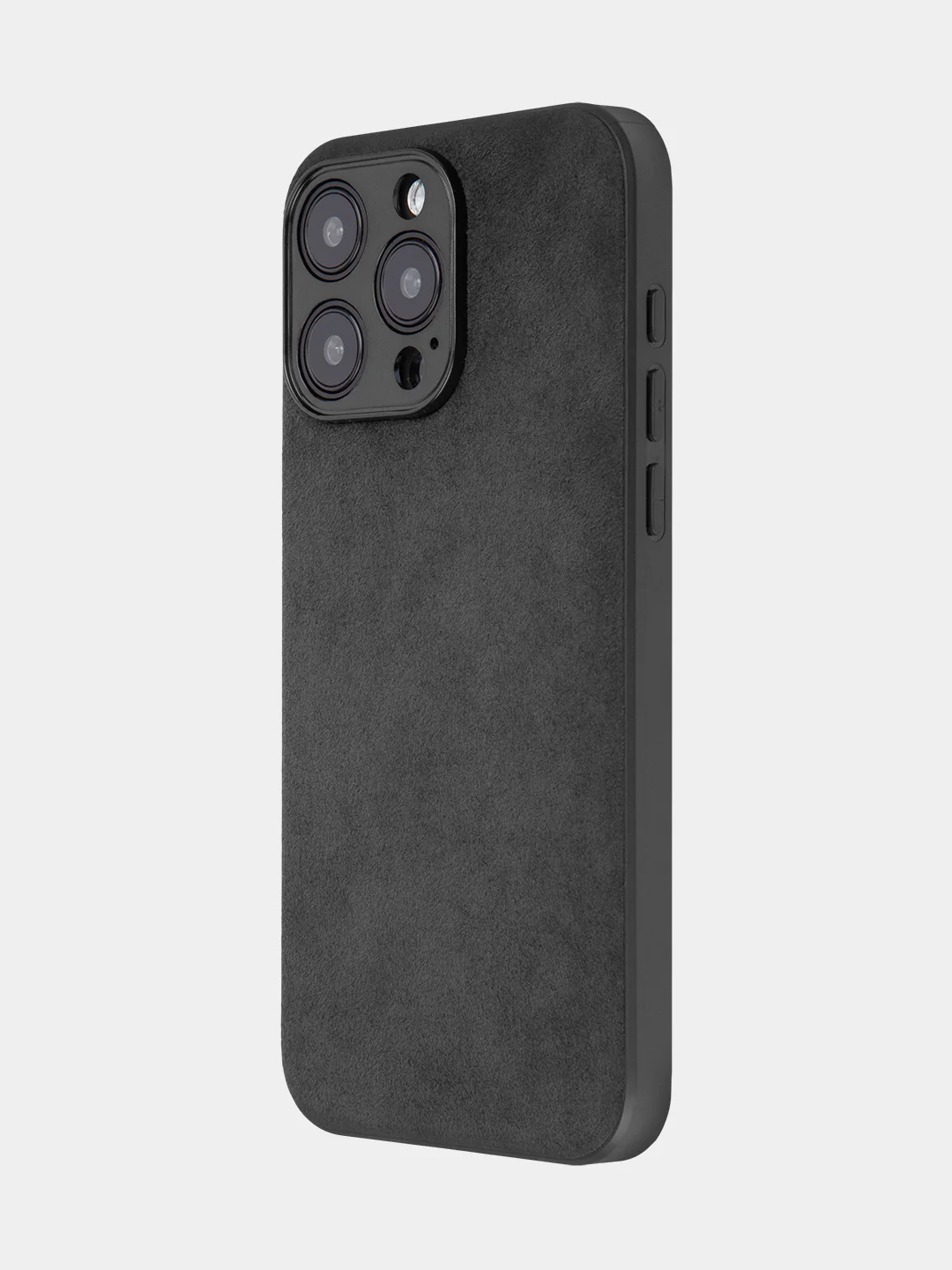 Черный люксовый чехол для iPhone 15 Pro Max Plus алькантара Rosco замшевый силиконовая окантовка