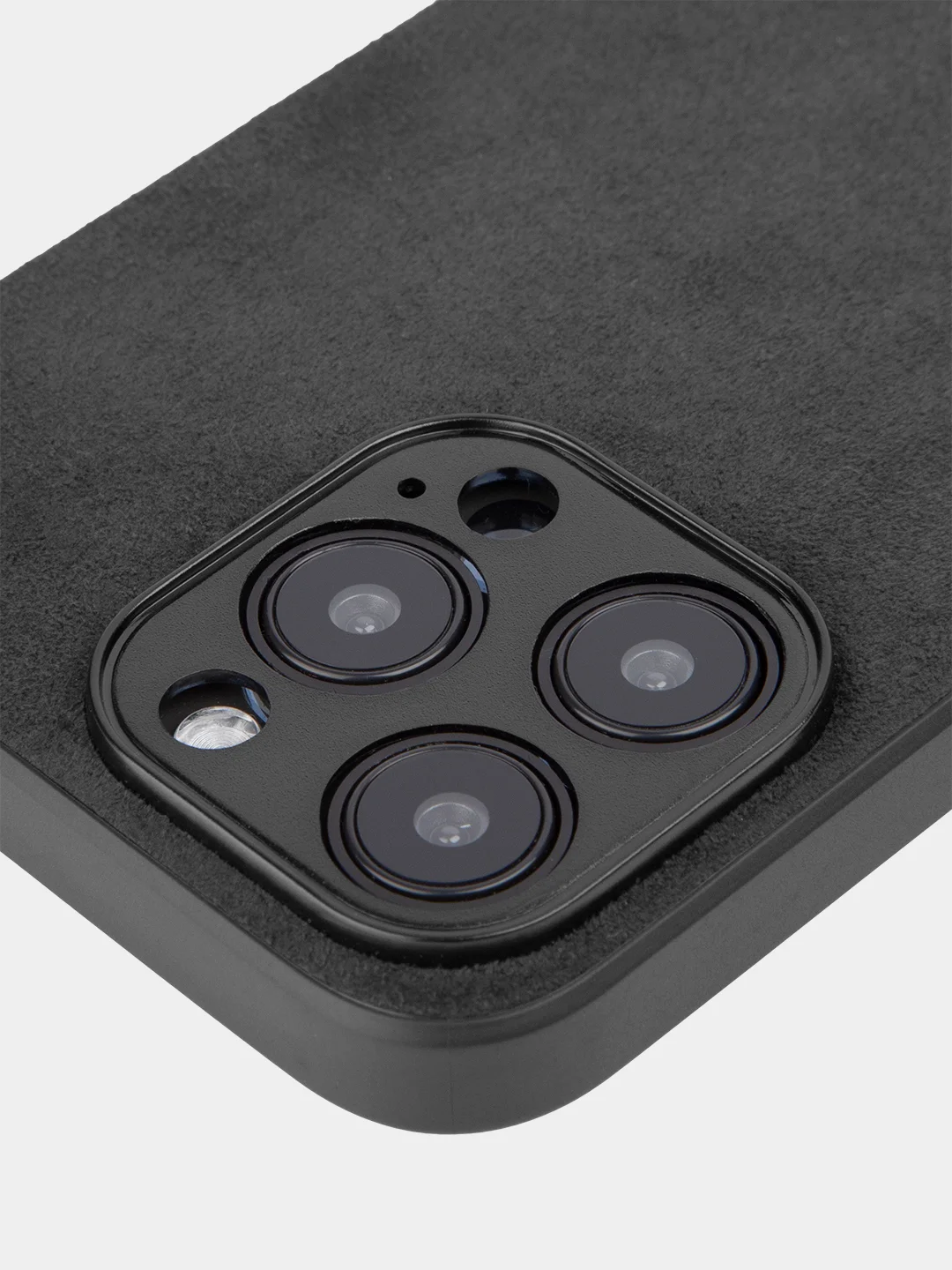 Черный люксовый чехол для iPhone 15 Pro Max Plus алькантара Rosco замшевый силиконовая окантовка