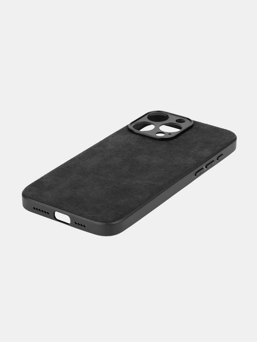 Черный люксовый чехол для iPhone 15 Pro Max Plus алькантара Rosco замшевый силиконовая окантовка