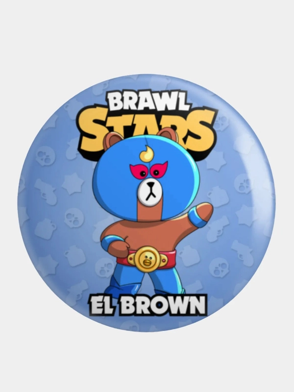 Значок, пин на одежду "Brawl Stars", 37 мм., круглый, металлический