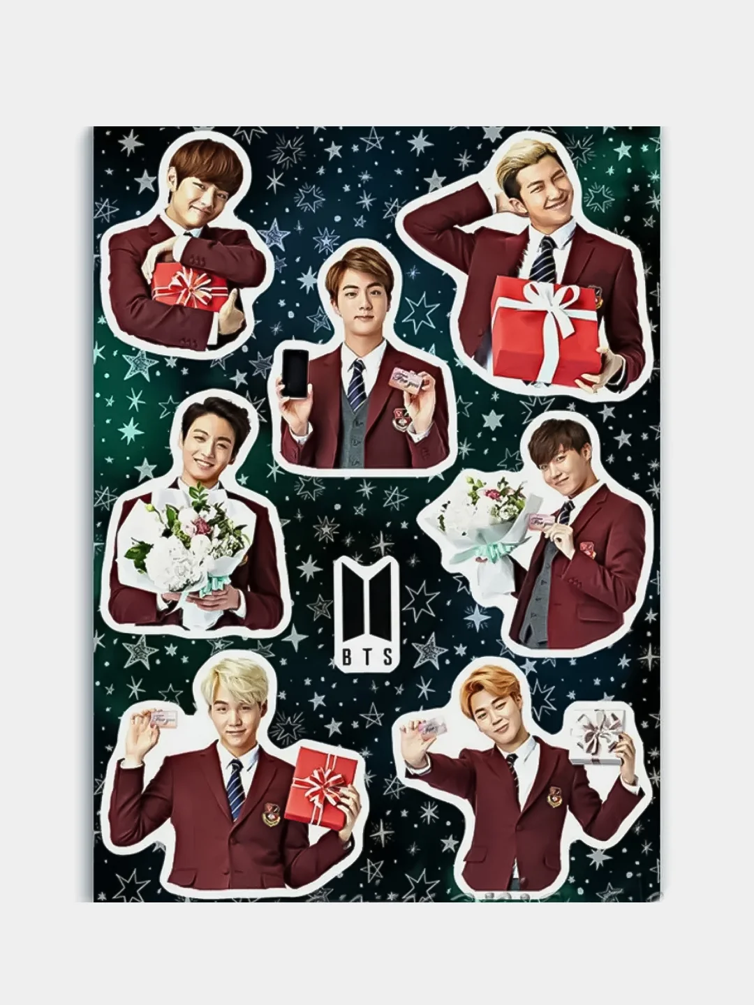Фуксия наклейки BTS K-pop стикеры