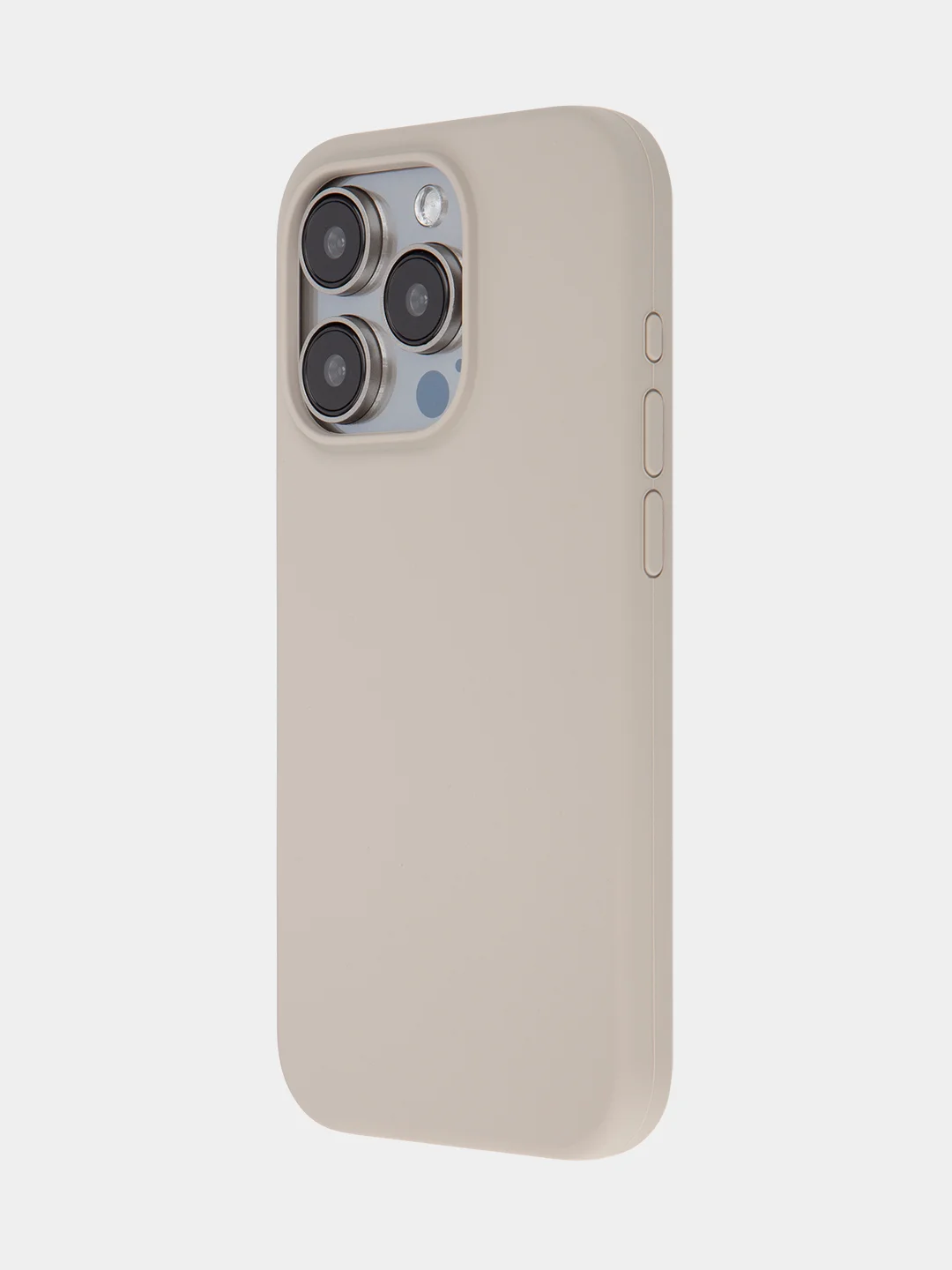 Бежевый меланж чехол для Apple iPhone 15 Pro силиконовый ROSCO с мягкой подкладкой из микрофибры, матовый
