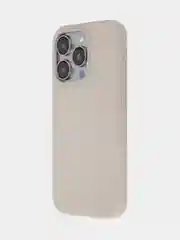 Бежевый меланж чехол для Apple iPhone 15 Pro силиконовый ROSCO с мягкой подкладкой из микрофибры, матовый