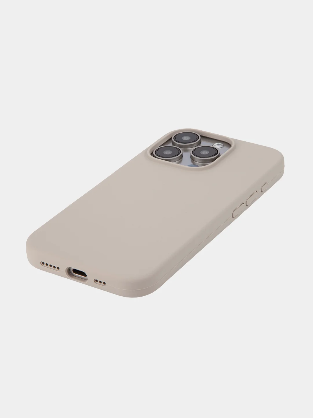 Бежевый меланж чехол для Apple iPhone 15 Pro силиконовый ROSCO с мягкой подкладкой из микрофибры, матовый