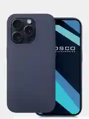 Темно-синий чехол для Apple iPhone 15 Pro силиконовый ROSCO с мягкой подкладкой из микрофибры, матовый