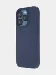 Темно-синий чехол для Apple iPhone 15 Pro силиконовый ROSCO с мягкой подкладкой из микрофибры, матовый