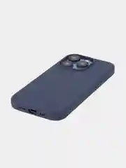 Темно-синий чехол для Apple iPhone 15 Pro силиконовый ROSCO с мягкой подкладкой из микрофибры, матовый