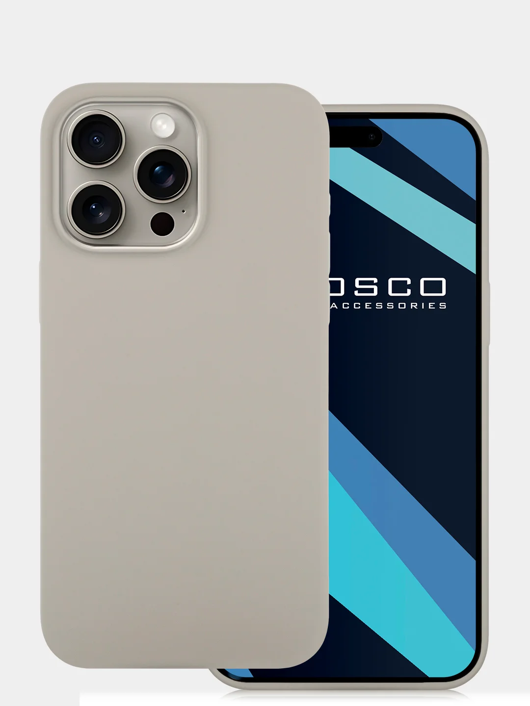 Бежевый меланж чехол для Apple iPhone 15 Pro Max силиконовый ROSCO матовый с мягкой подкладкой микрофибра