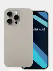 Бежевый меланж чехол для Apple iPhone 15 Pro Max силиконовый ROSCO матовый с мягкой подкладкой микрофибра