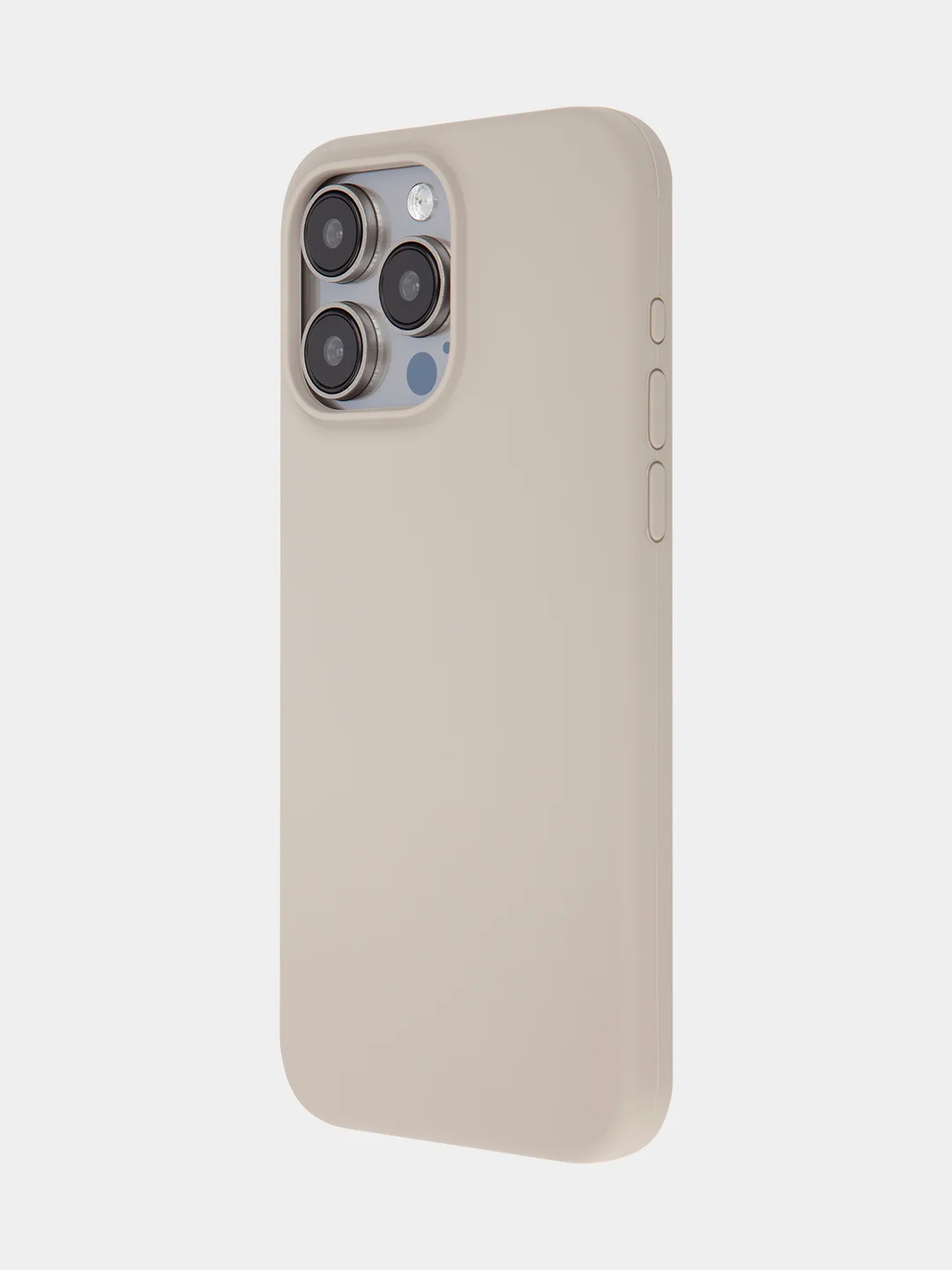 Бежевый меланж чехол для Apple iPhone 15 Pro Max силиконовый ROSCO матовый с мягкой подкладкой микрофибра