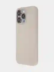 Бежевый меланж чехол для Apple iPhone 15 Pro Max силиконовый ROSCO матовый с мягкой подкладкой микрофибра