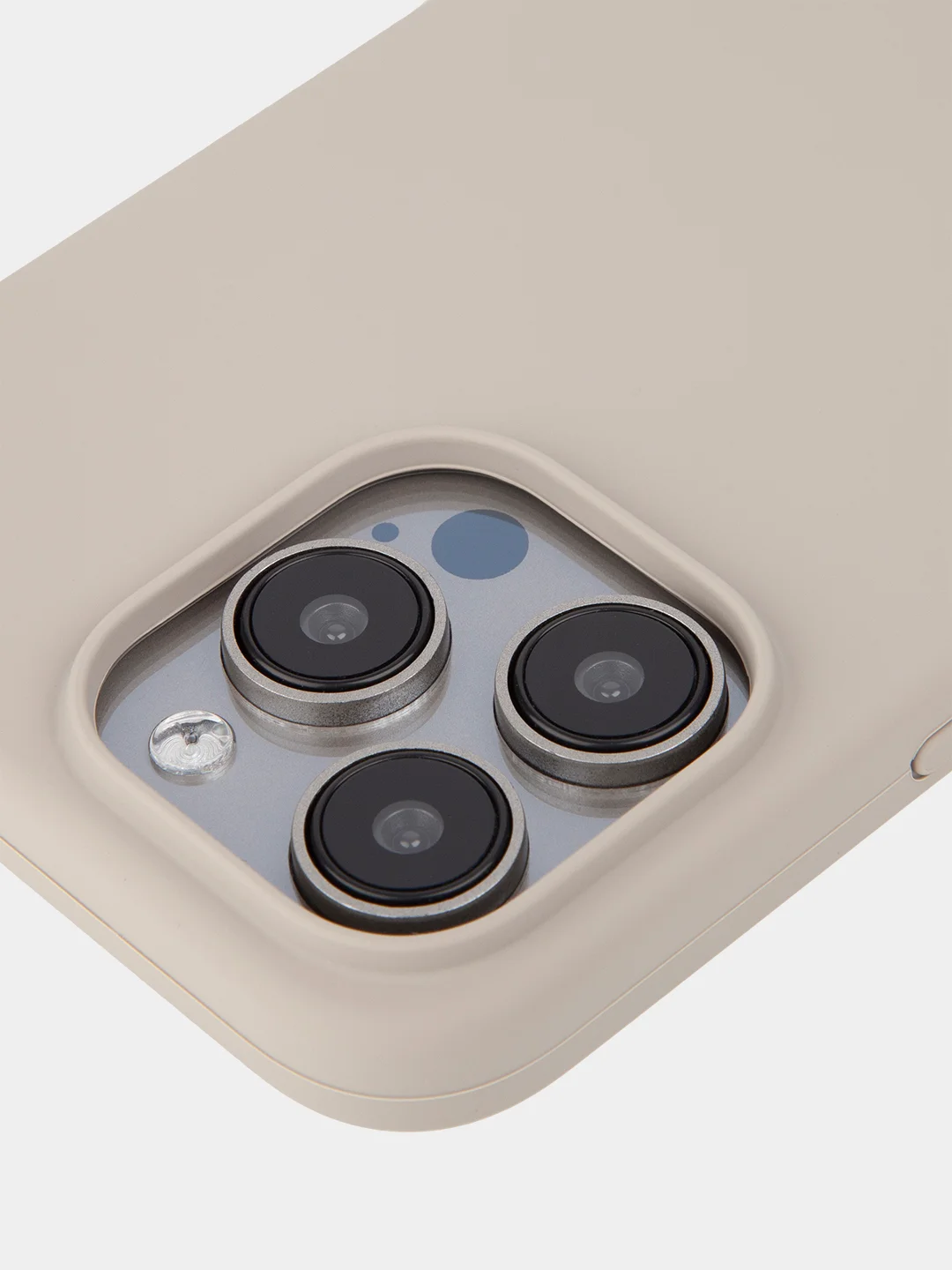 Бежевый меланж чехол для Apple iPhone 15 Pro Max силиконовый ROSCO матовый с мягкой подкладкой микрофибра