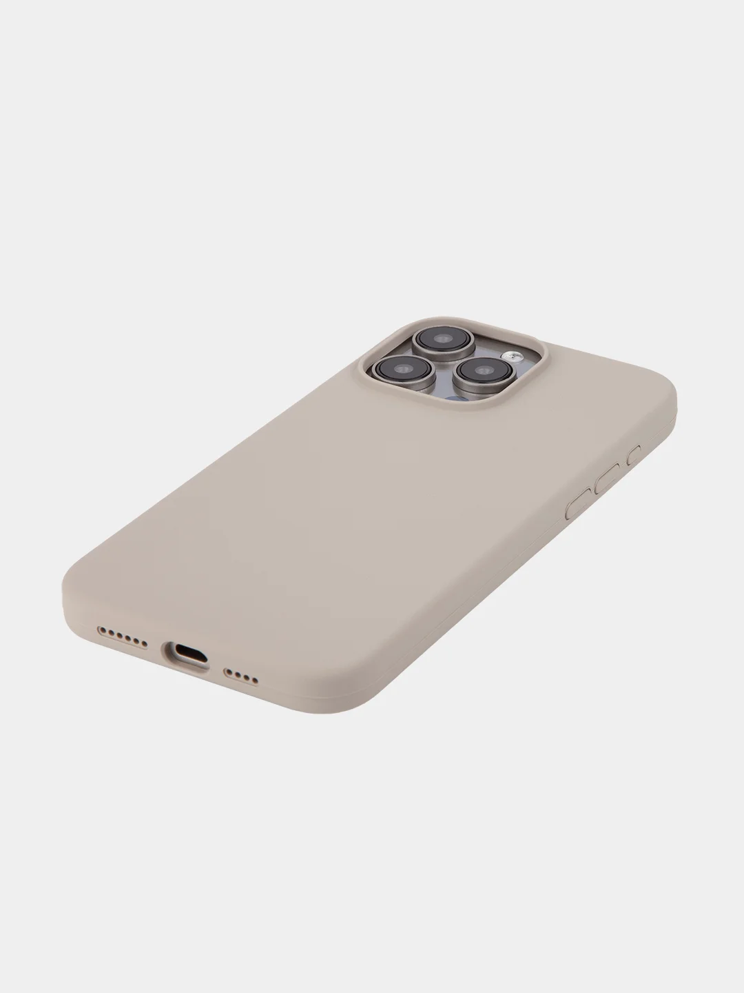Бежевый меланж чехол для Apple iPhone 15 Pro Max силиконовый ROSCO матовый с мягкой подкладкой микрофибра