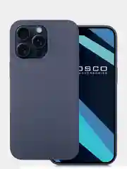 Темно-синий чехол для Apple iPhone 15 Pro Max силиконовый ROSCO матовый с мягкой подкладкой микрофибра