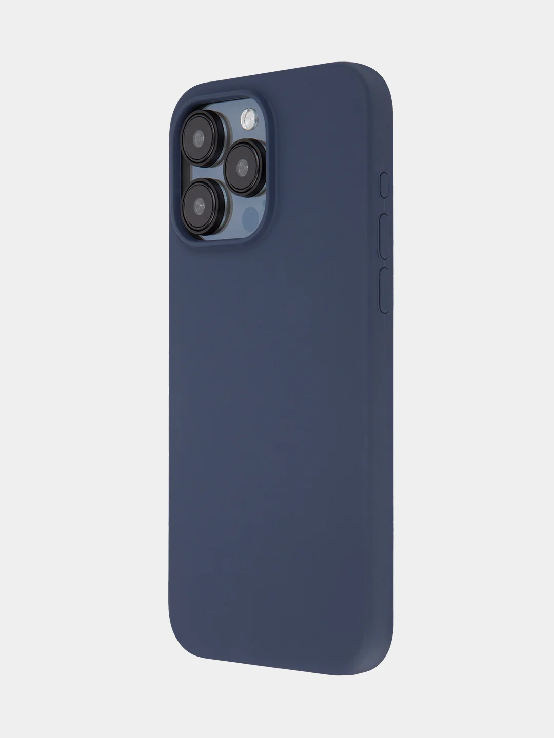 Темно-синий чехол для Apple iPhone 15 Pro Max силиконовый ROSCO матовый с мягкой подкладкой микрофибра