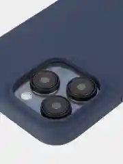 Темно-синий чехол для Apple iPhone 15 Pro Max силиконовый ROSCO матовый с мягкой подкладкой микрофибра