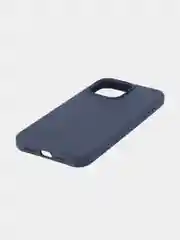 Темно-синий чехол для Apple iPhone 15 Pro Max силиконовый ROSCO матовый с мягкой подкладкой микрофибра