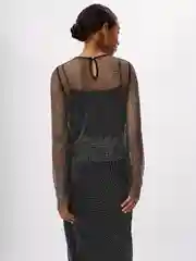 Черный топ женский Sela нарядный, вечерний, с длинными рукавами