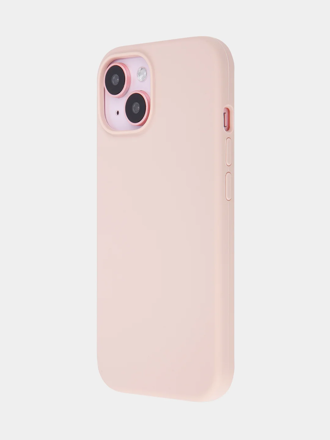 Пудровый чехол для Apple iPhone 15 силиконовый ROSCO матовый с микрофиброй, бортиком защитой камер