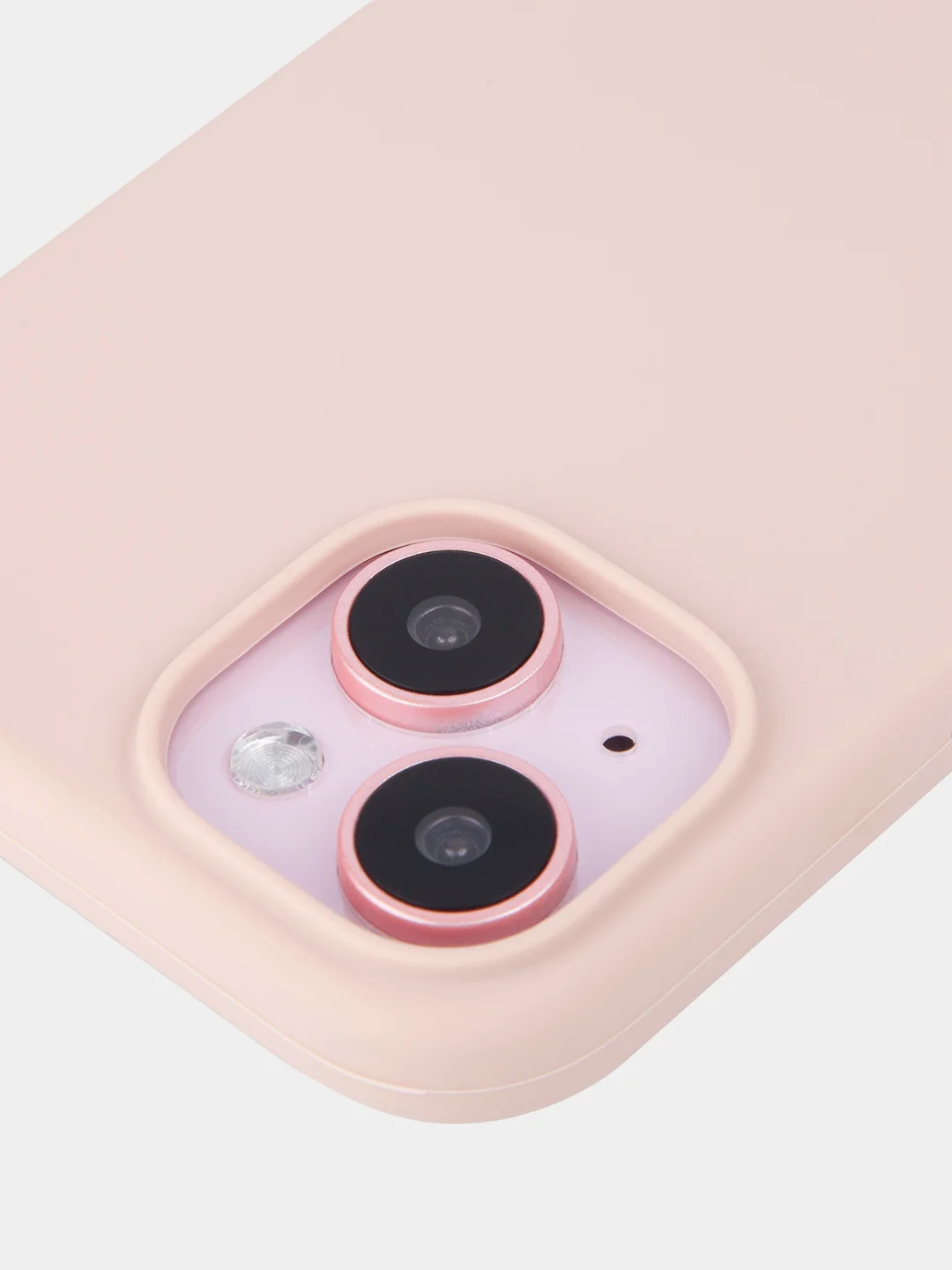 Пудровый чехол для Apple iPhone 15 силиконовый ROSCO матовый с микрофиброй, бортиком защитой камер