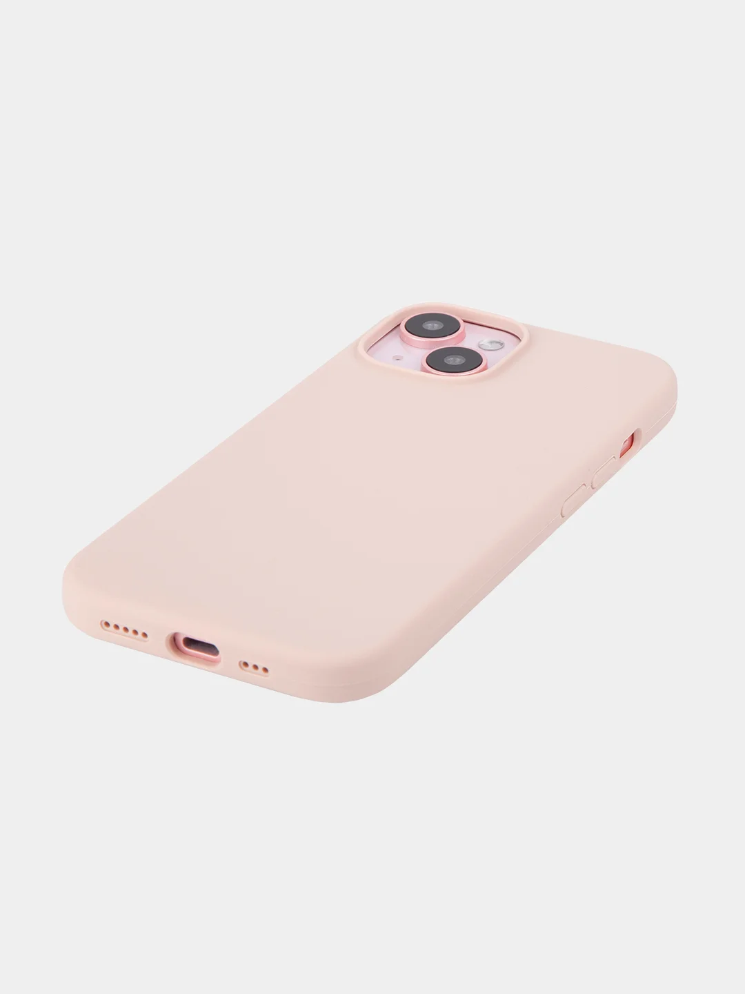 Пудровый чехол для Apple iPhone 15 силиконовый ROSCO матовый с микрофиброй, бортиком защитой камер