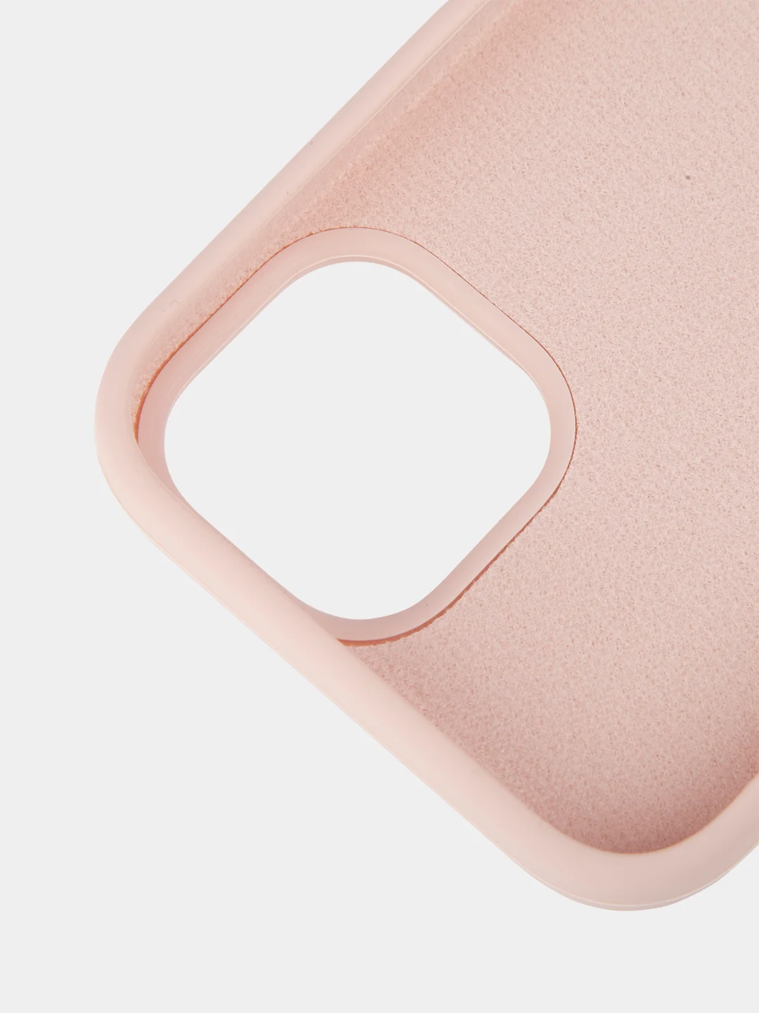 Пудровый чехол для Apple iPhone 15 силиконовый ROSCO матовый с микрофиброй, бортиком защитой камер