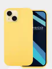 Желтый чехол для Apple iPhone 15 силиконовый ROSCO матовый с микрофиброй, бортиком защитой камер