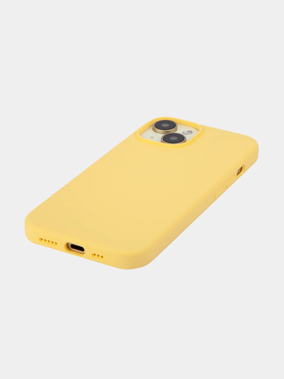 Желтый чехол для Apple iPhone 15 силиконовый ROSCO матовый с микрофиброй, бортиком защитой камер