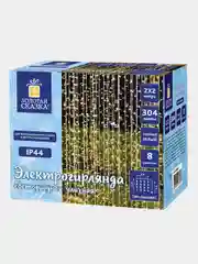 Электрогирлянда-занавес уличная "Штора", 2х2 м, 304 LED, теплый белый, 220 V, 591301