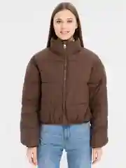 Коричневый укороченный пуховик, стеганая куртка LaFemme