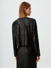 Черный топ женский Sela вечерний, с длинными рукавами, с пайетками