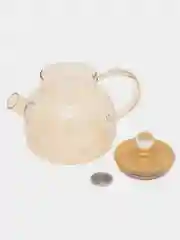 Карамельный чайник заварочный стеклянный, с бамбуковой крышкой, ситечком, 1000 мл, 1800 мл