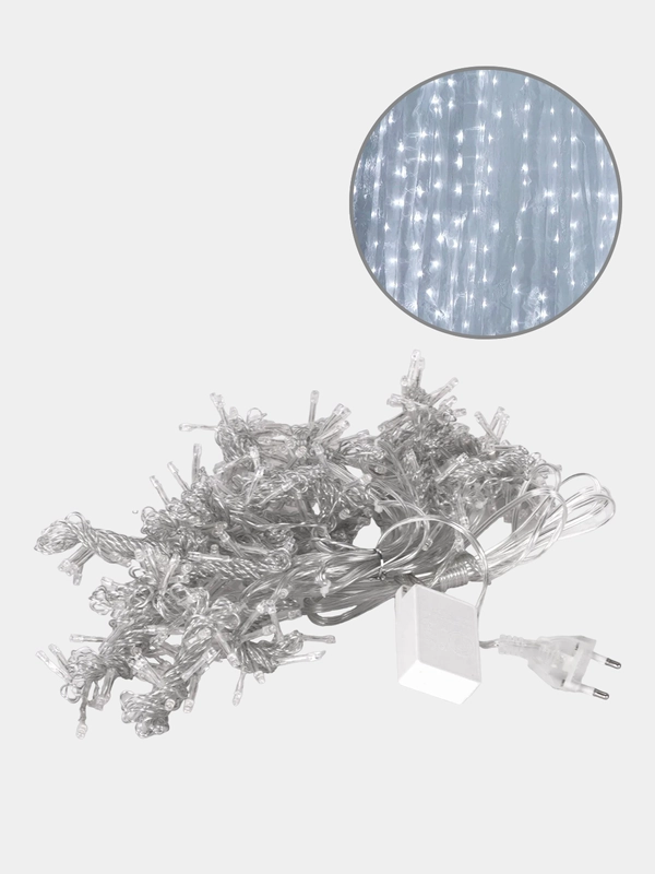 Электрогирлянда-занавес комнатная ЗОЛОТАЯ СКАЗКА Штора, 3х3 м, 400 LED, холодный белый