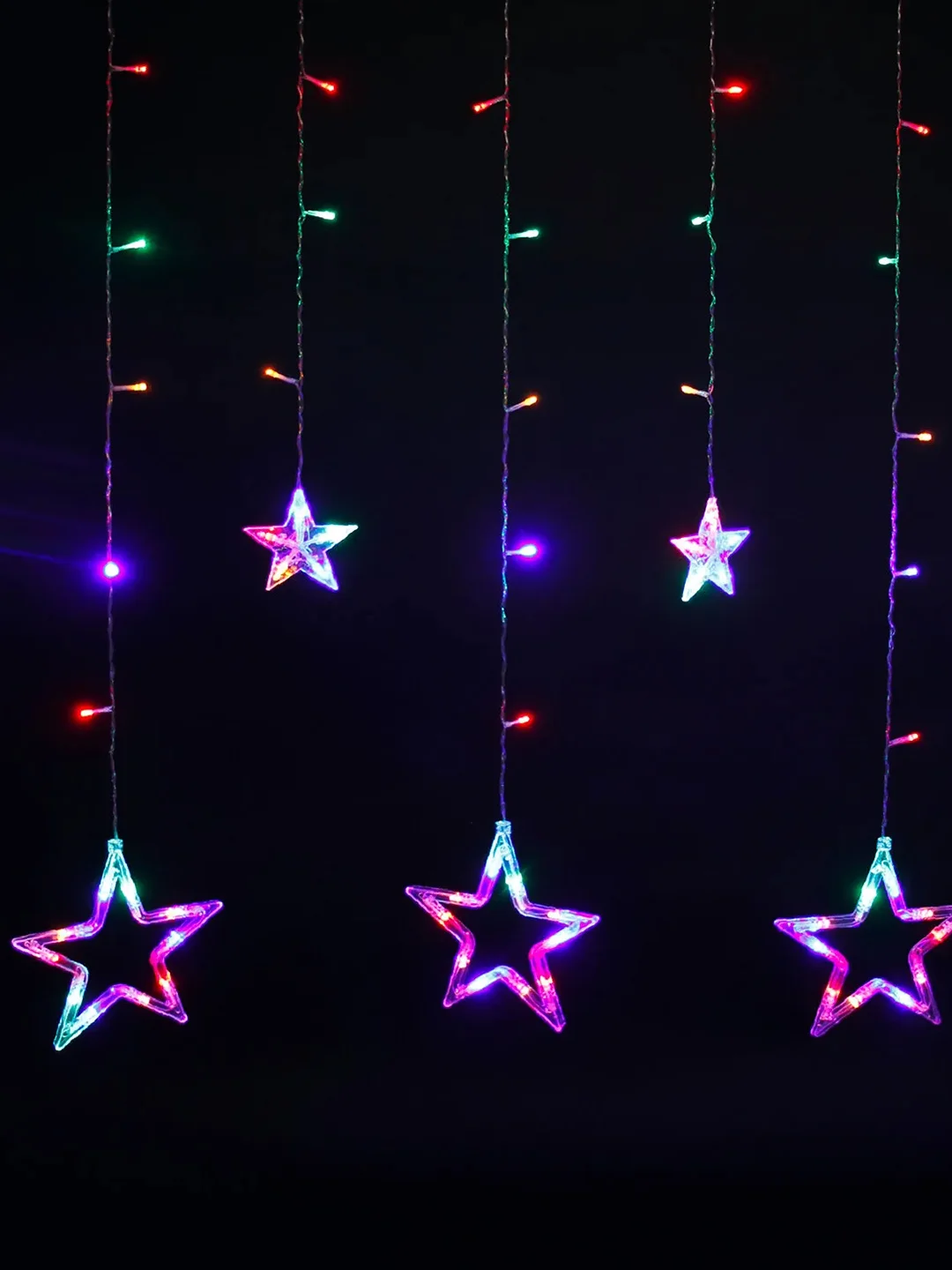 Электрогирлянда-занавес комнатная ЗОЛОТАЯ СКАЗКА Звезды, 3х1 м, 138 LED, мультицвет, 220 V