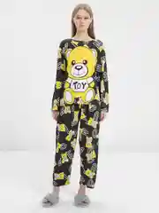 Желтый женский костюм домашний, пижама, комплект из хлопка
