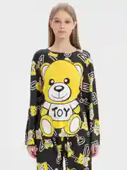 Желтый женский костюм домашний, пижама, комплект из хлопка